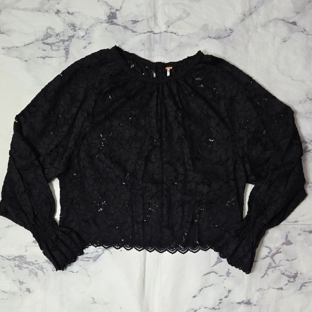 Free People Black Lace Blouse